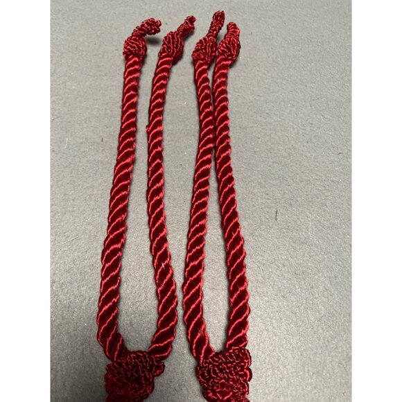 Set Of 4 Red Twisted Curtain Tie Backs with Tassels 12" Long Set of 2 - Picture 3 of 10